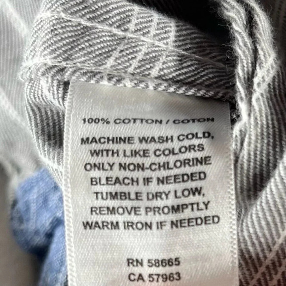 1901 Shirt Mens Size 2XL Flannel Striped Button Front Long Sleeve Cotton Gray - Picture 8 of 11